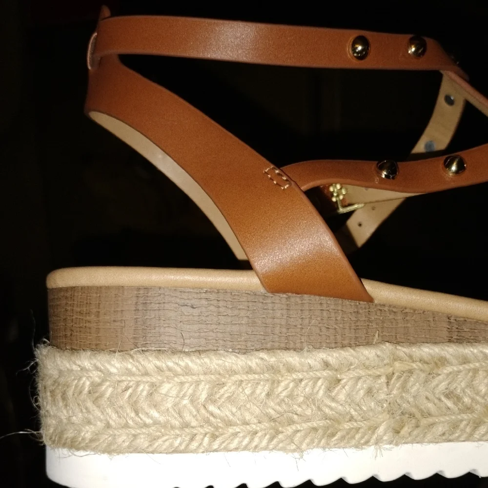 Soda Tan Strappy Espadrille Wedges